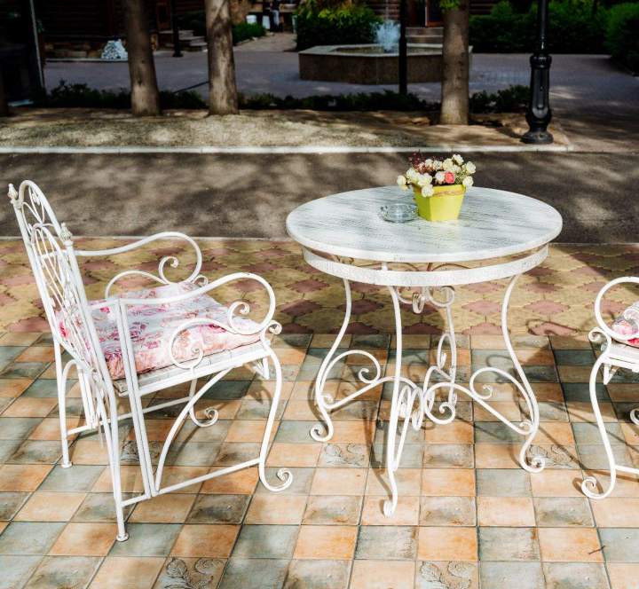 vecteezy a beautiful wooden table and chairs are placed on a patio 54820945(1)